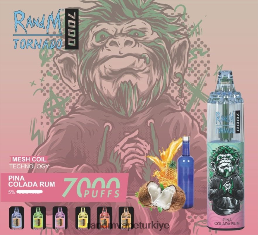 8VZRZR175 RandM Tornado 7000 hava akımı kontrolü vape cihazı 1 adet pina colada rom - RandM Tornado Ankara