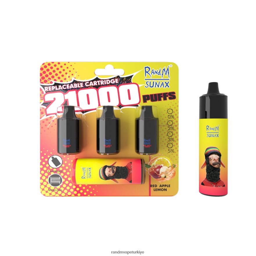 8VZRZR272 RandM Sunax 21000 hava akımı kontrol podu değiştirilebilir vape cihazı 1 adet kırmızı elma limon - RandM Vape Türkiye